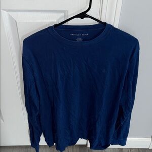 American Eagle Outfitters Men's Deep Blue Long Sleeve Tee